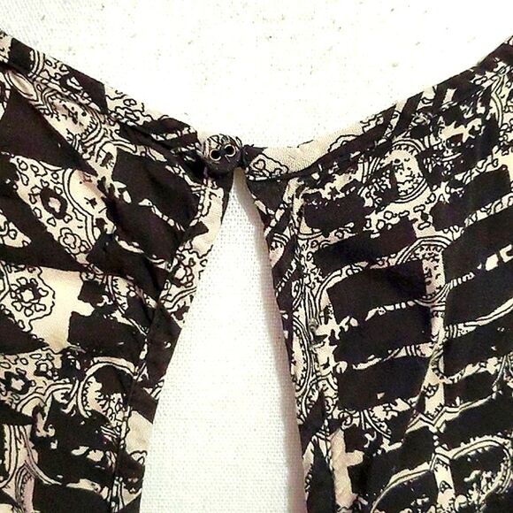 Mossimo Black & Cream Boho Geometric Print Sleeveless Wide Leg Jumpsuit - Picture 8 of 10